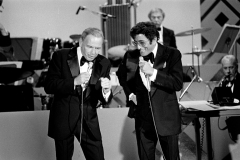 Tony Bennett and Frank Sinatra photographed on an ABC Television special in 1979 