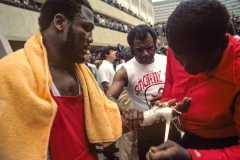 Joe Frazier training for his fight with Ali,  location ABC center in Century City, CA Sept. 1975 - 2